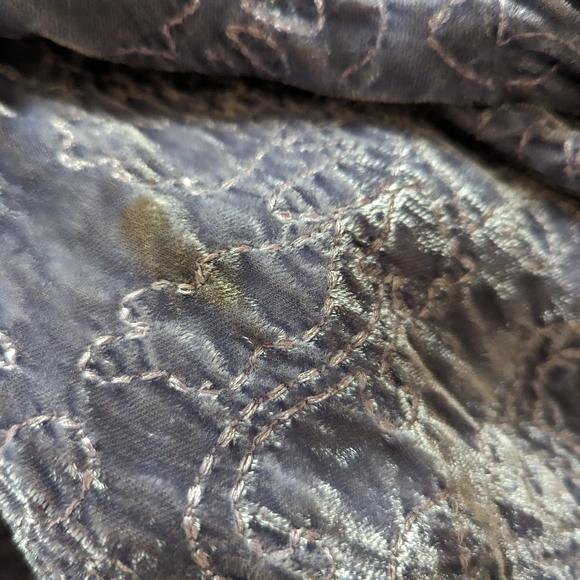 J. Jill light blue jacket velvet white embroidery ribbon tie collar medium - Picture 11 of 16